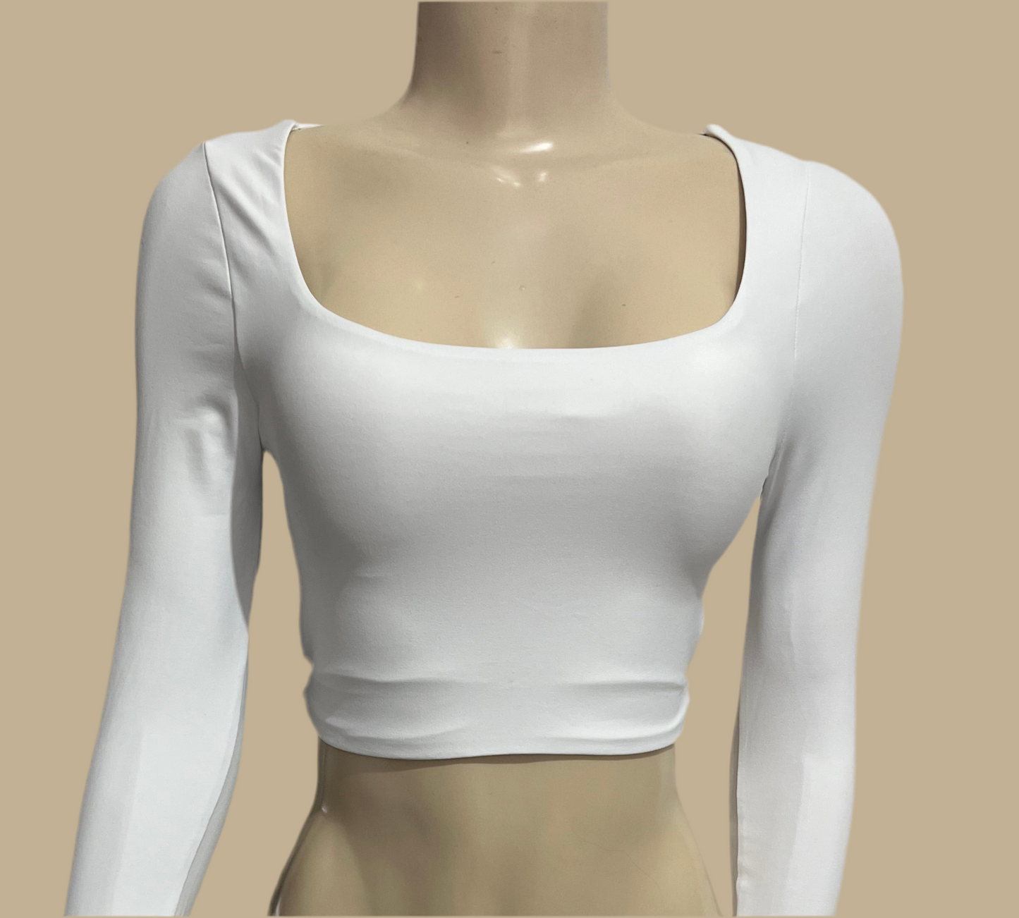 CROPPED CROSS BACK MANGA LARGA WHITE