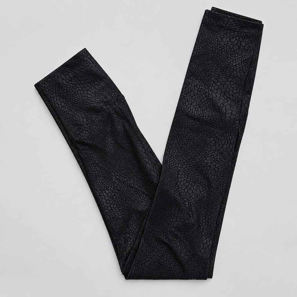 Leggings textura de cobra preta