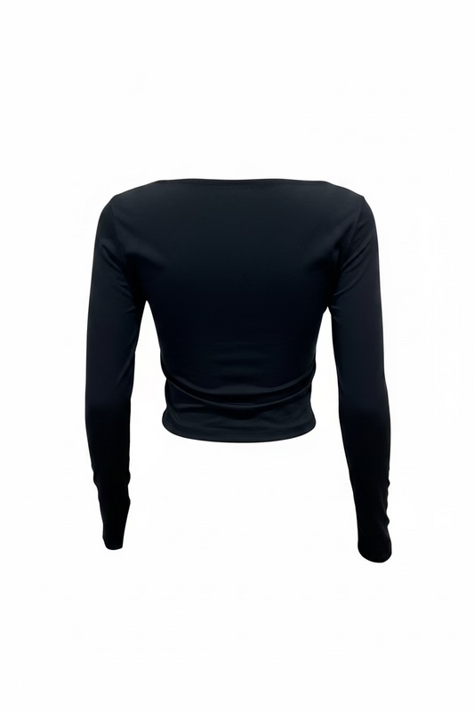 CROPPED BASIC MANGA LARGA NEGRO