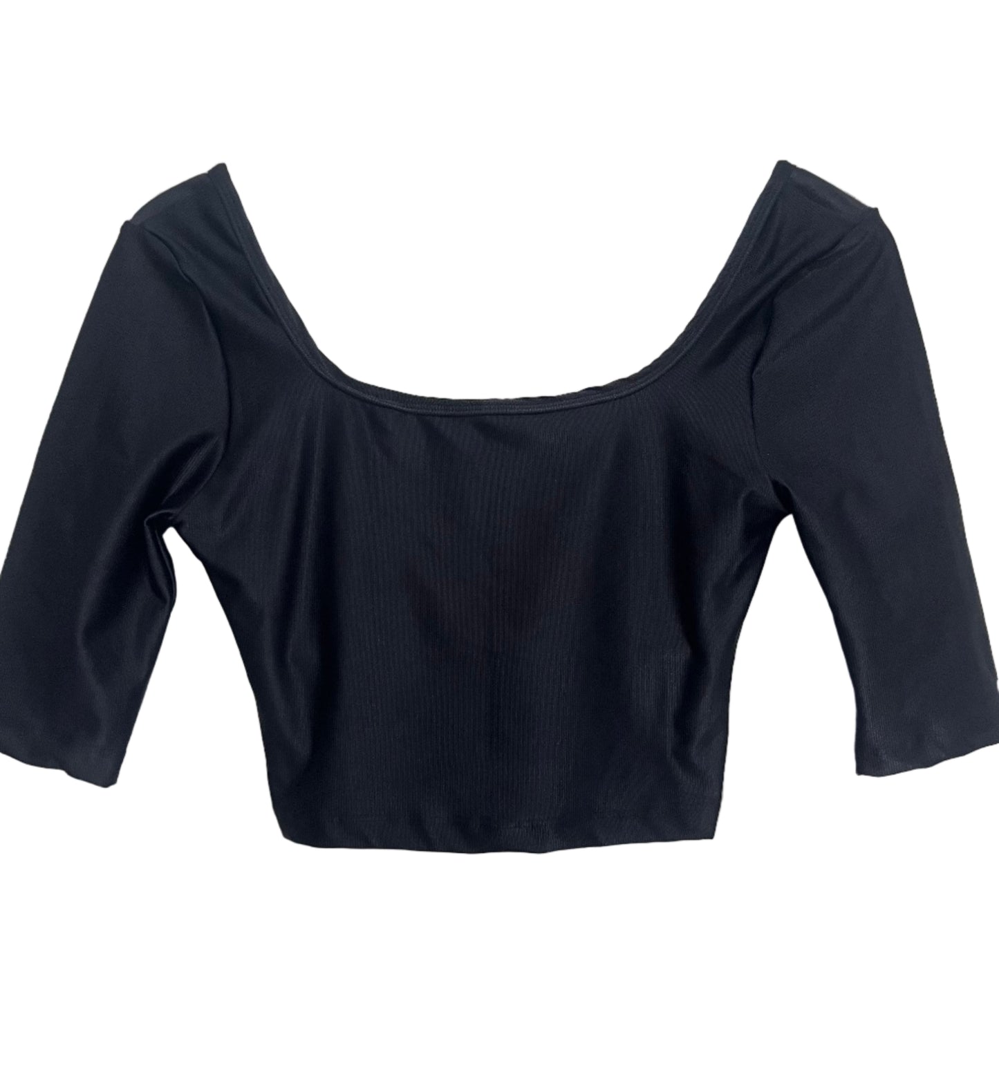 CROPPED BLACK V RIB