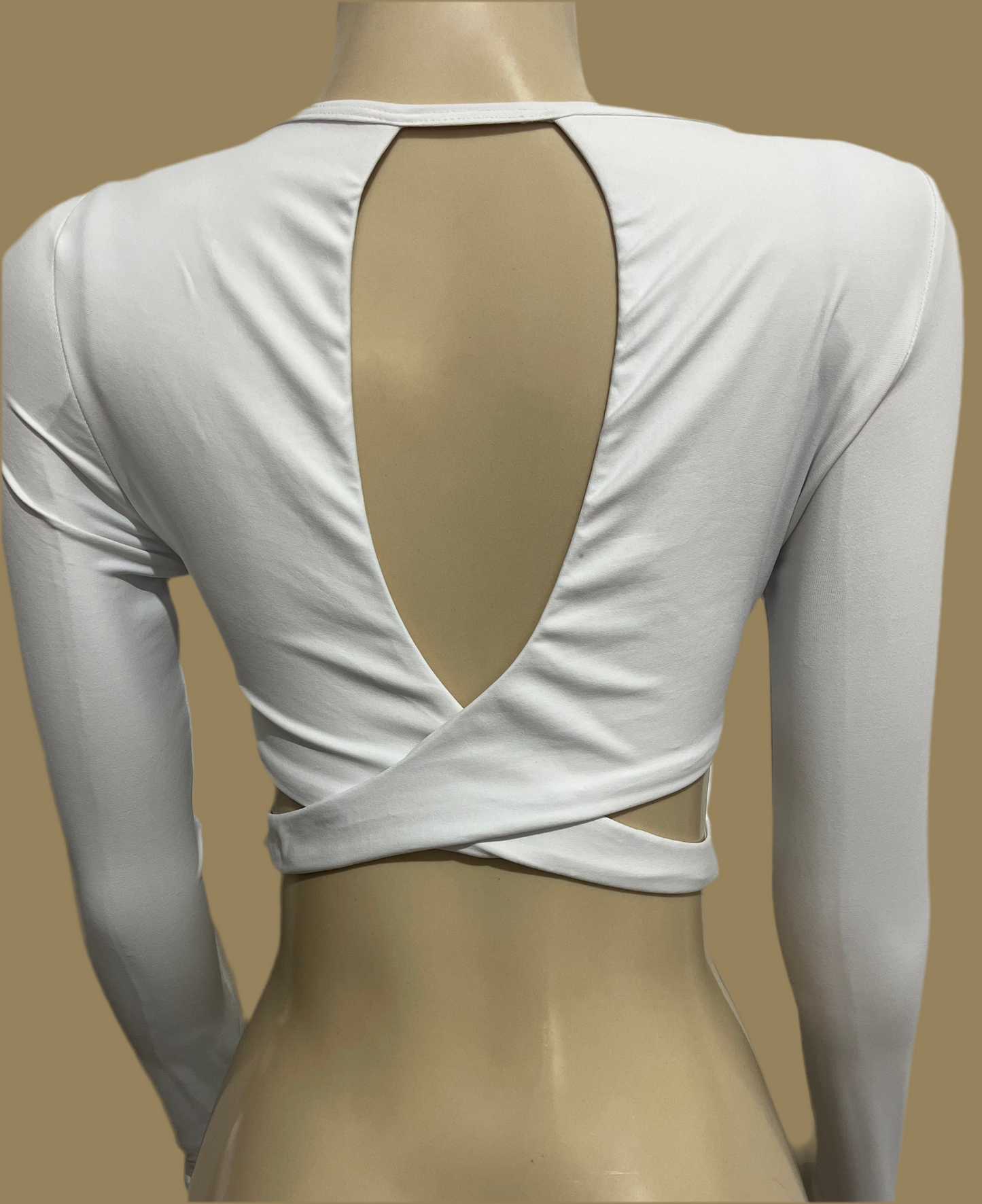 CROPPED CROSS BACK MANGA LARGA WHITE
