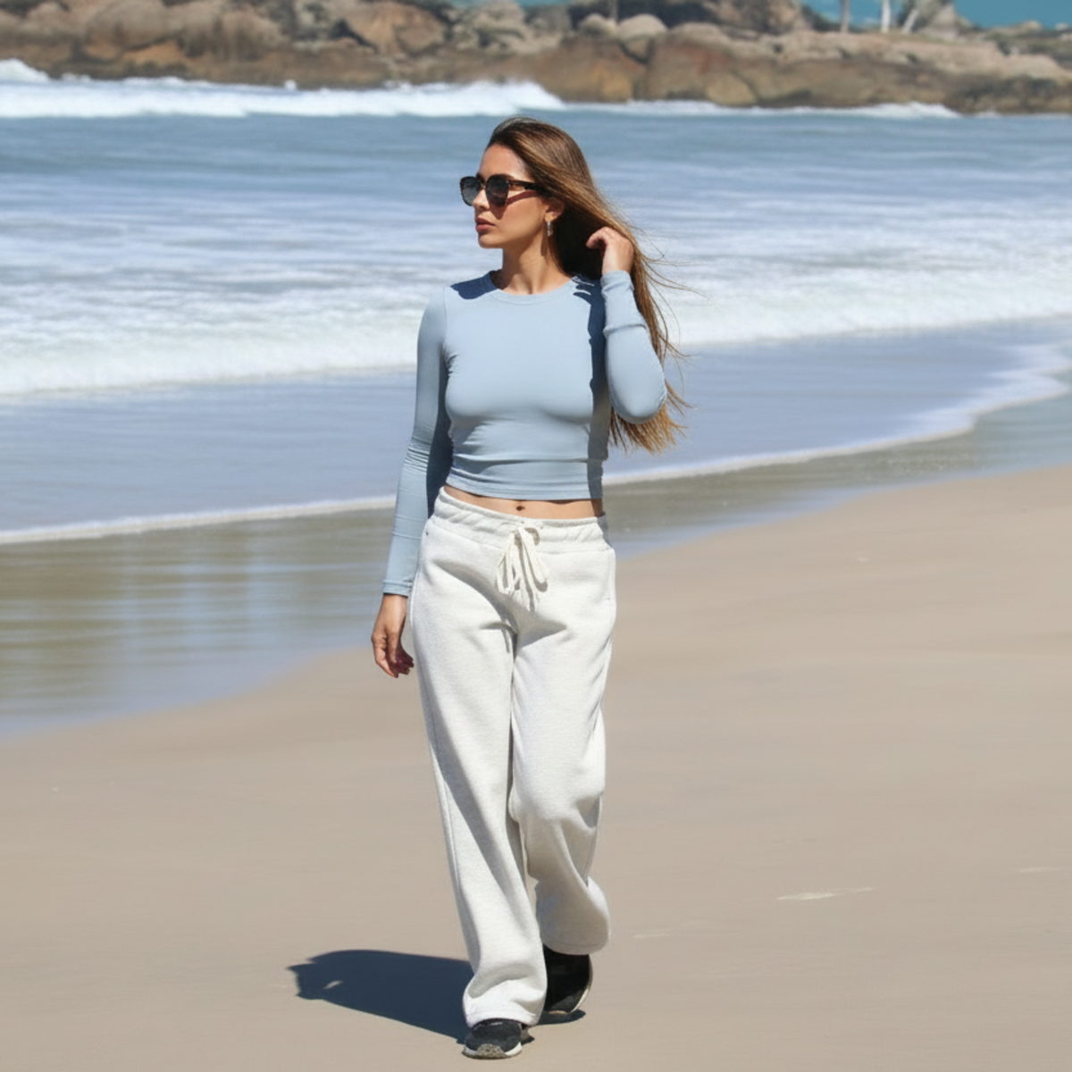 CROPPED TWIST  MANGA LARGA GRIS