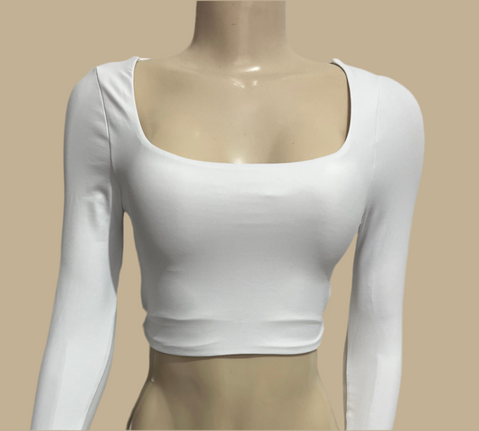 CROPPED CROSS BACK MANGA LARGA WHITE
