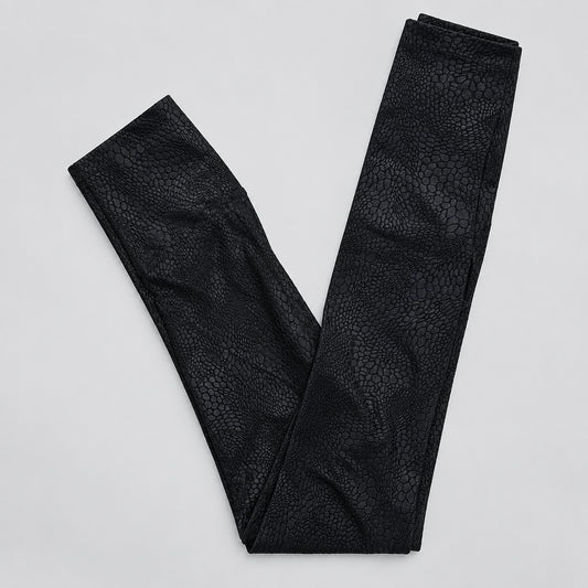 Leggings textura de cobra preta