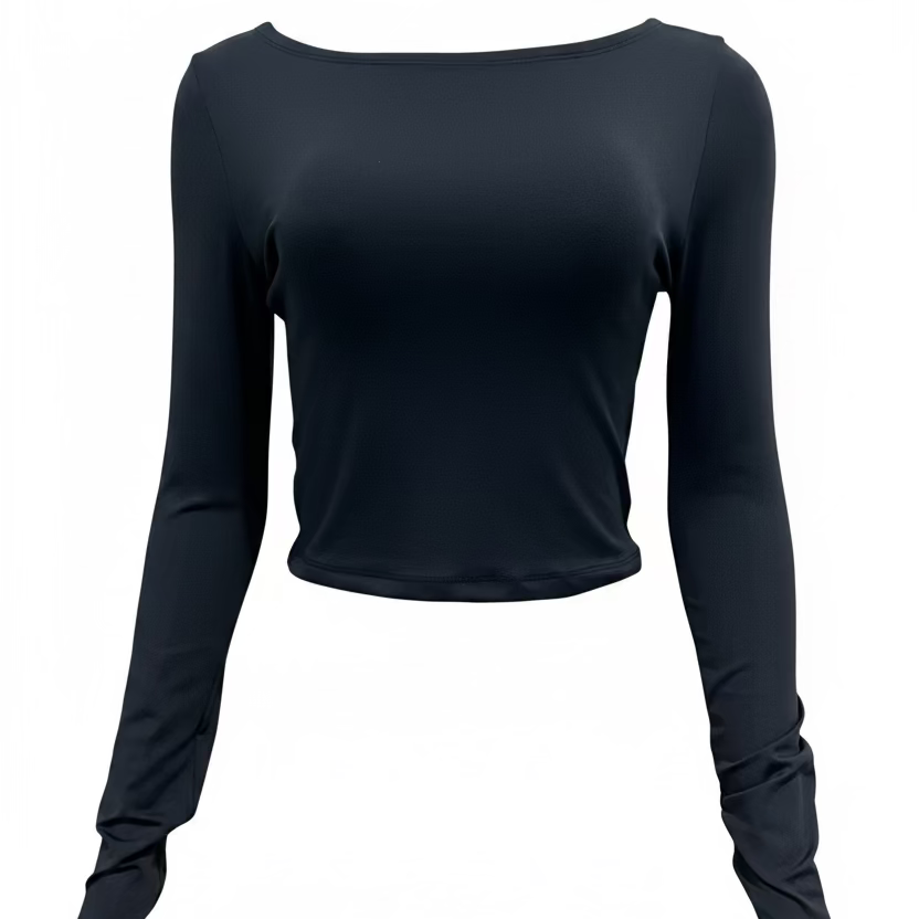 CROPPED BASIC MANGA LARGA NEGRO