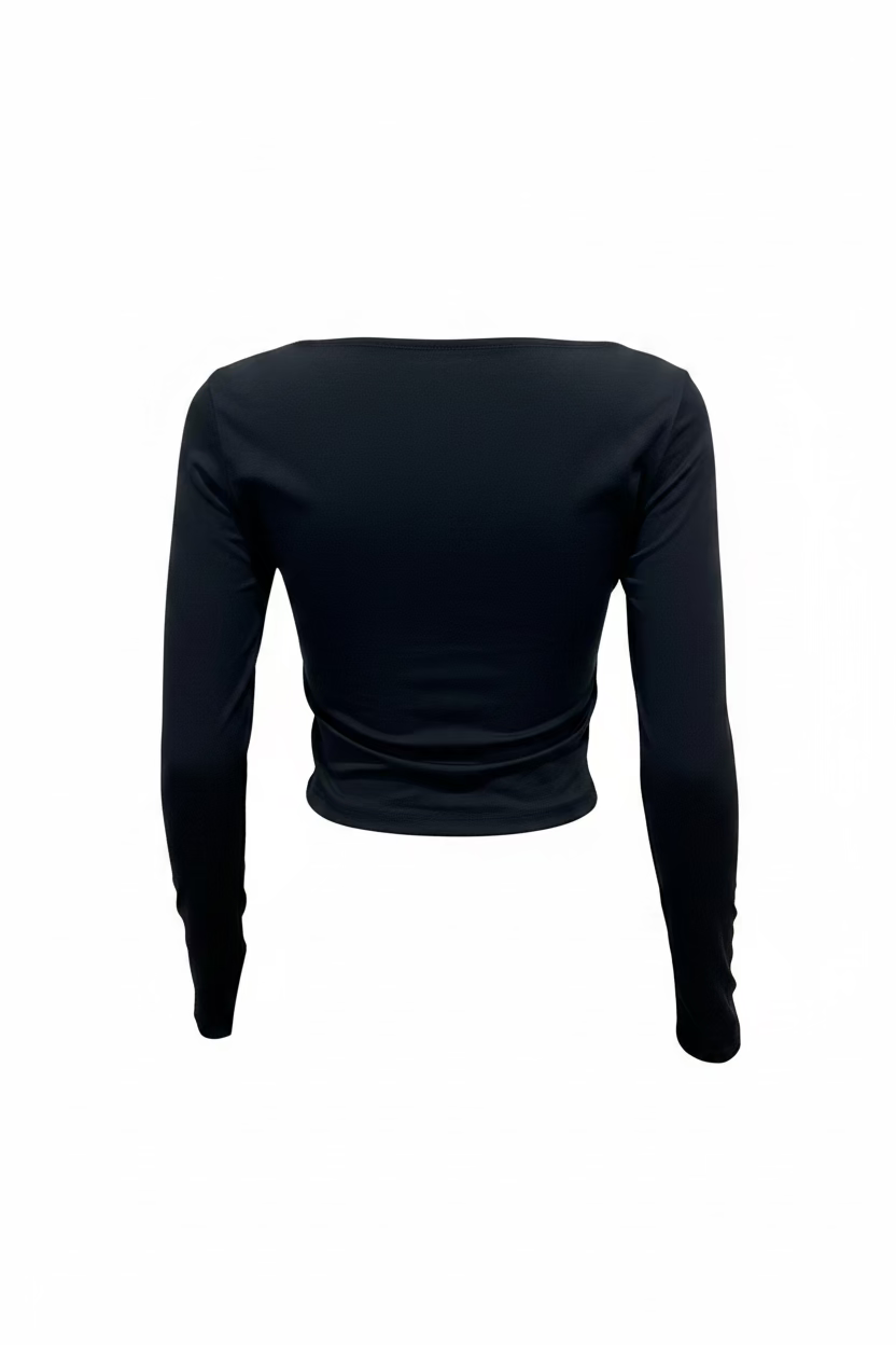 CROPPED BASIC MANGA LARGA NEGRO